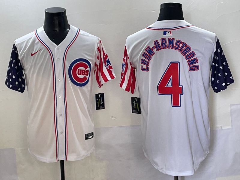 Men 2025 Chicago Cubs #4 Crow-Armstrong White a generation of national flags Joint Name Nike MLB Jersey style 1